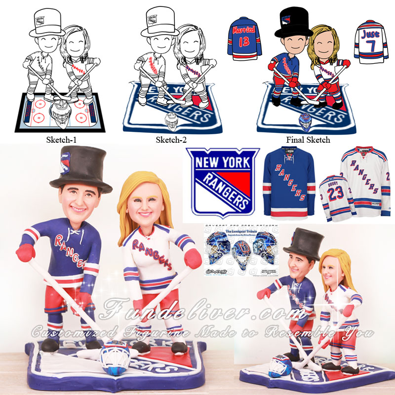 New York Rangers Active Pose Wedding Cake Toppers